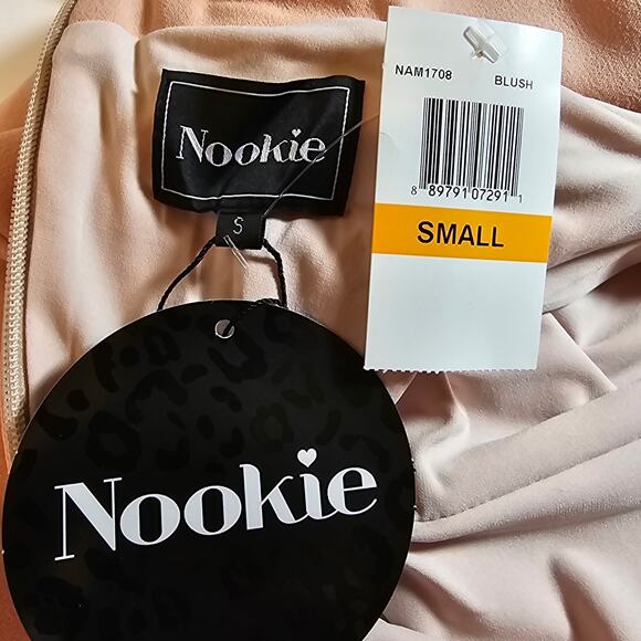 Nookie Womans size S Hollywood Midi Dress in Blush Pink Sheath Halter Lined NEW - Picture 5 of 7